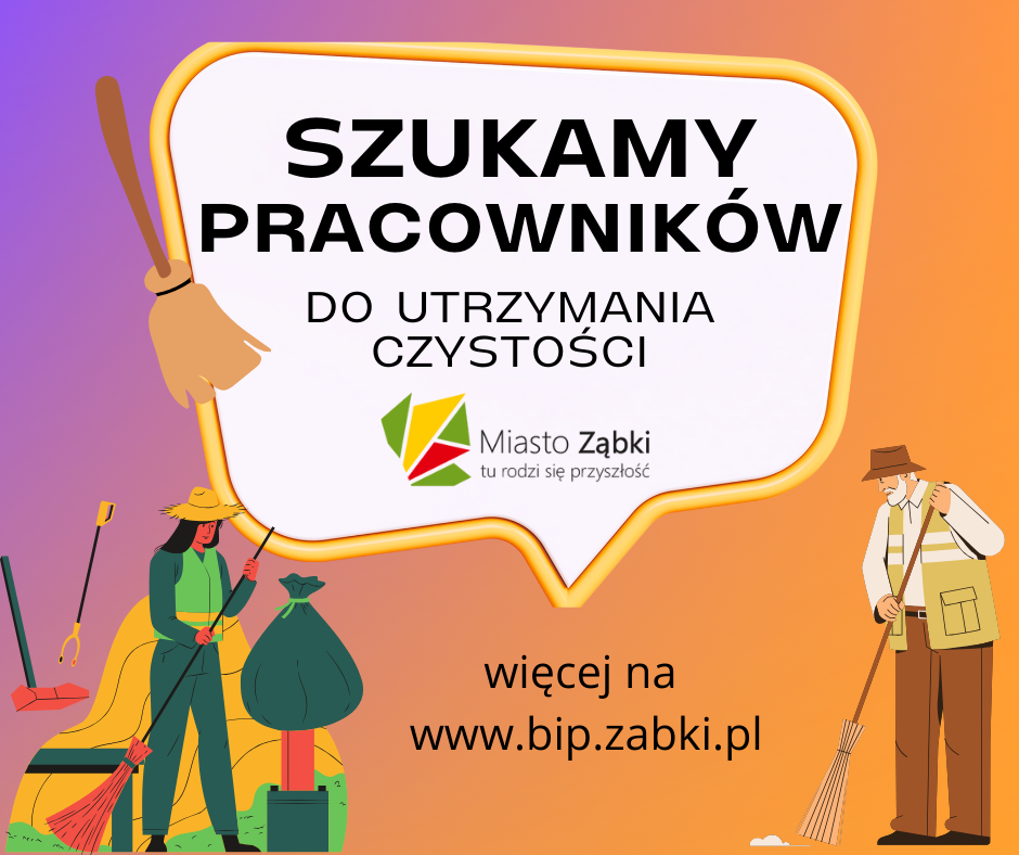 zdjecie na stronie o tytule: Burmistrz Miasta Ząbki zatrudni pracowników do utrzymania czystości na terenia Miasta