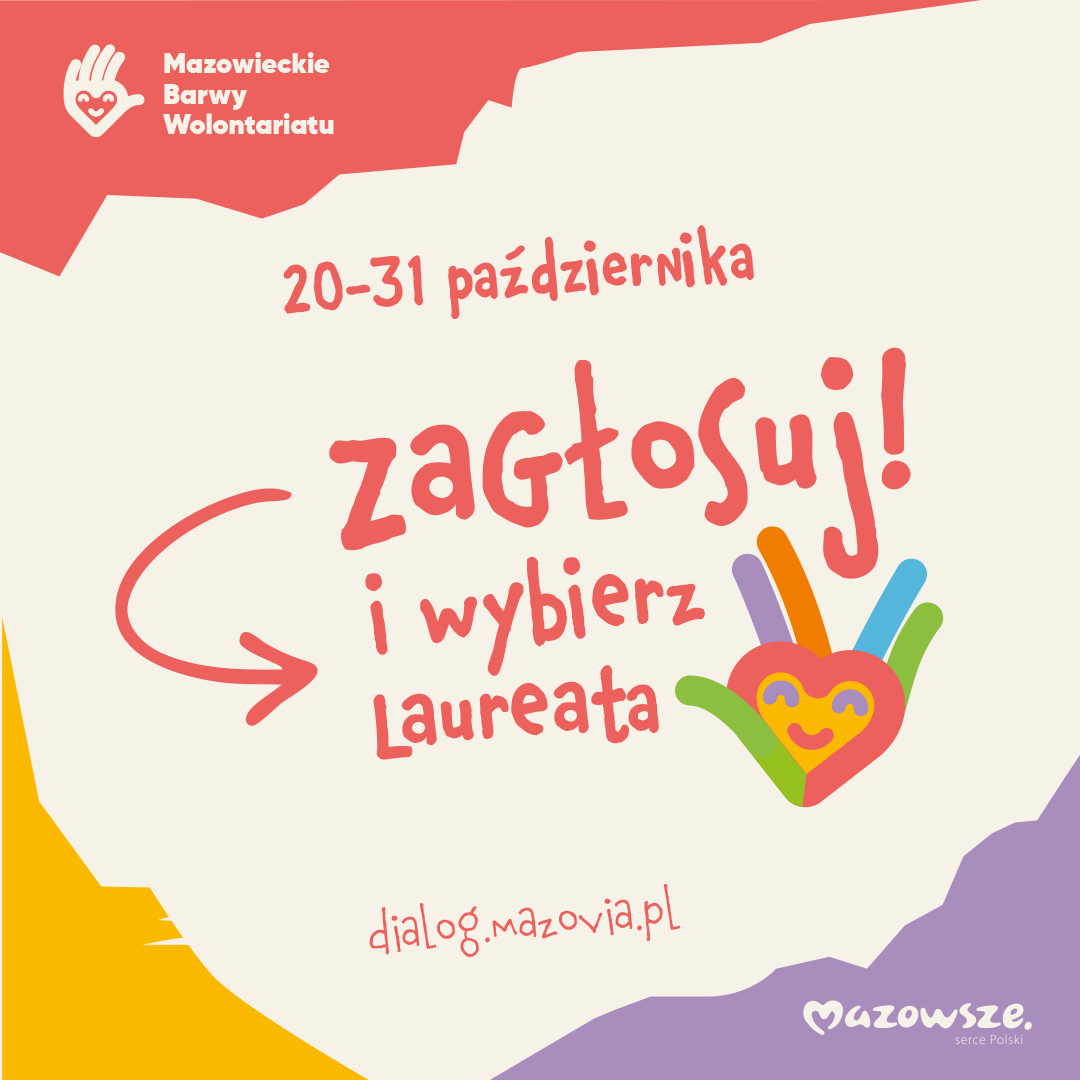 zdjecie na stronie o tytule: Głosuj w 15. edycji konkursu „Mazowieckie Barwy Wolontariatu”