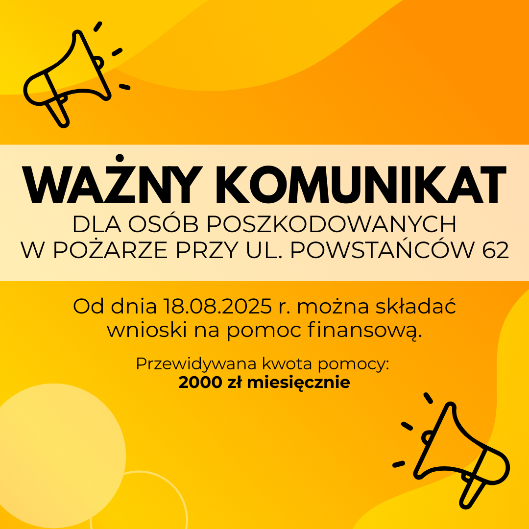 zdjecie na stronie o tytule: WAŻNY KOMUNIKAT dla osób poszkodowanych w pożarze!