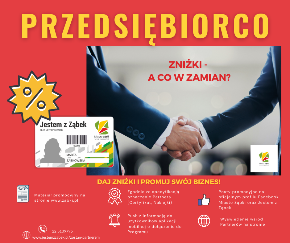 zdjecie na stronie o tytule: Korzyści dla Przedsiębiorców wynikające z Partnerstwa w Programie Karta Mieszkańca &quot;Jestem z Zabek&quot;