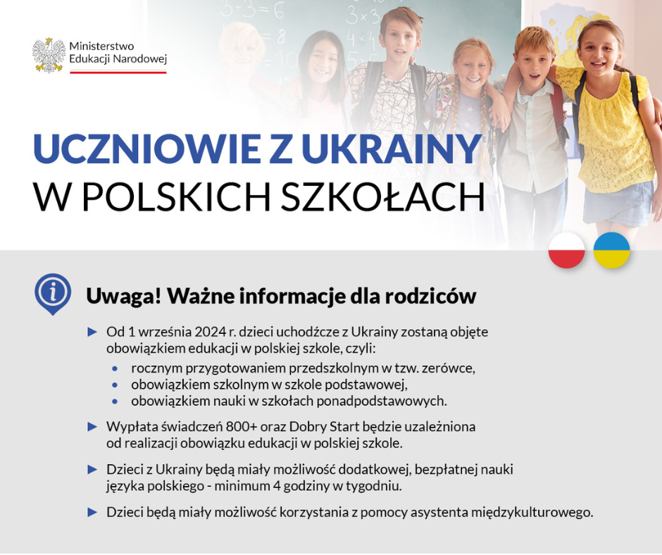zdjecie na stronie o tytule: Informacja nt. obowiązku szkolnego i obowiązku nauki w Polsce dla uczniów z Ukrainy