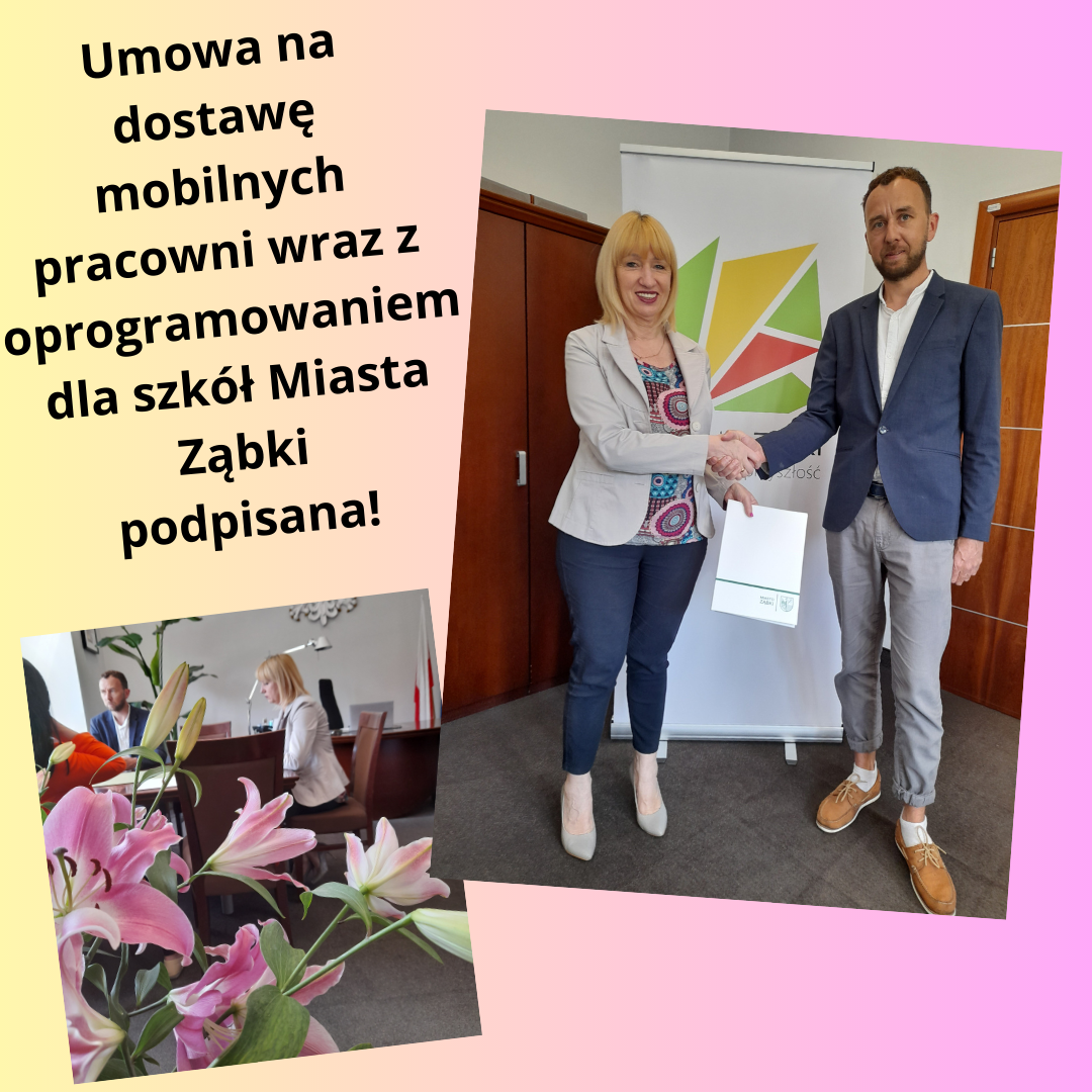 zdjecie na stronie o tytule: Umowa na dostawę mobilnych pracowni wraz z oprogramowaniem dla szkół Miasta Ząbki podpisana