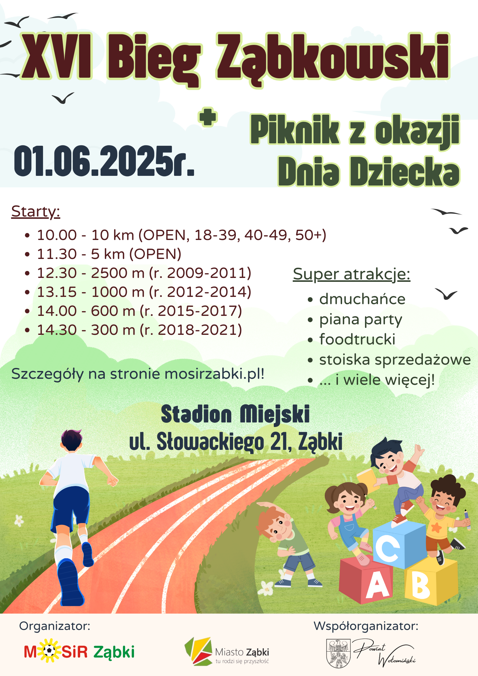zdjecie na stronie o tytule: Zapraszamy na XVI Bieg Ząbkowski połączony z Piknikiem z okazji Dnia Dziecka