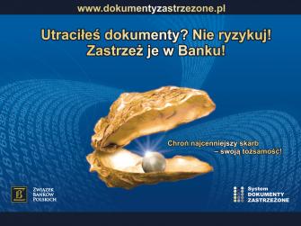 obraz-1 na stronie o tytule: Utraciłeś dokumenty? Nie ryzykuj! Zastrzeż je w banku!