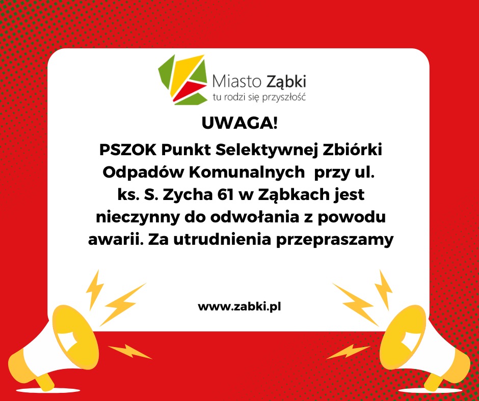zdjecie na stronie o tytule: PSZOK Ząbki nieczynny z powodu awarii