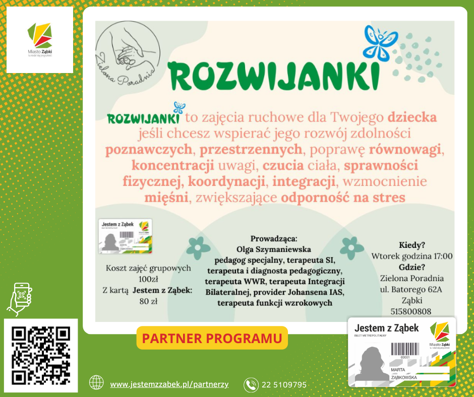 zdjecie na stronie o tytule: Zielona Poradnia zaprasza na ROZWIJANKI - zajęcia ruchowe dla dzieci