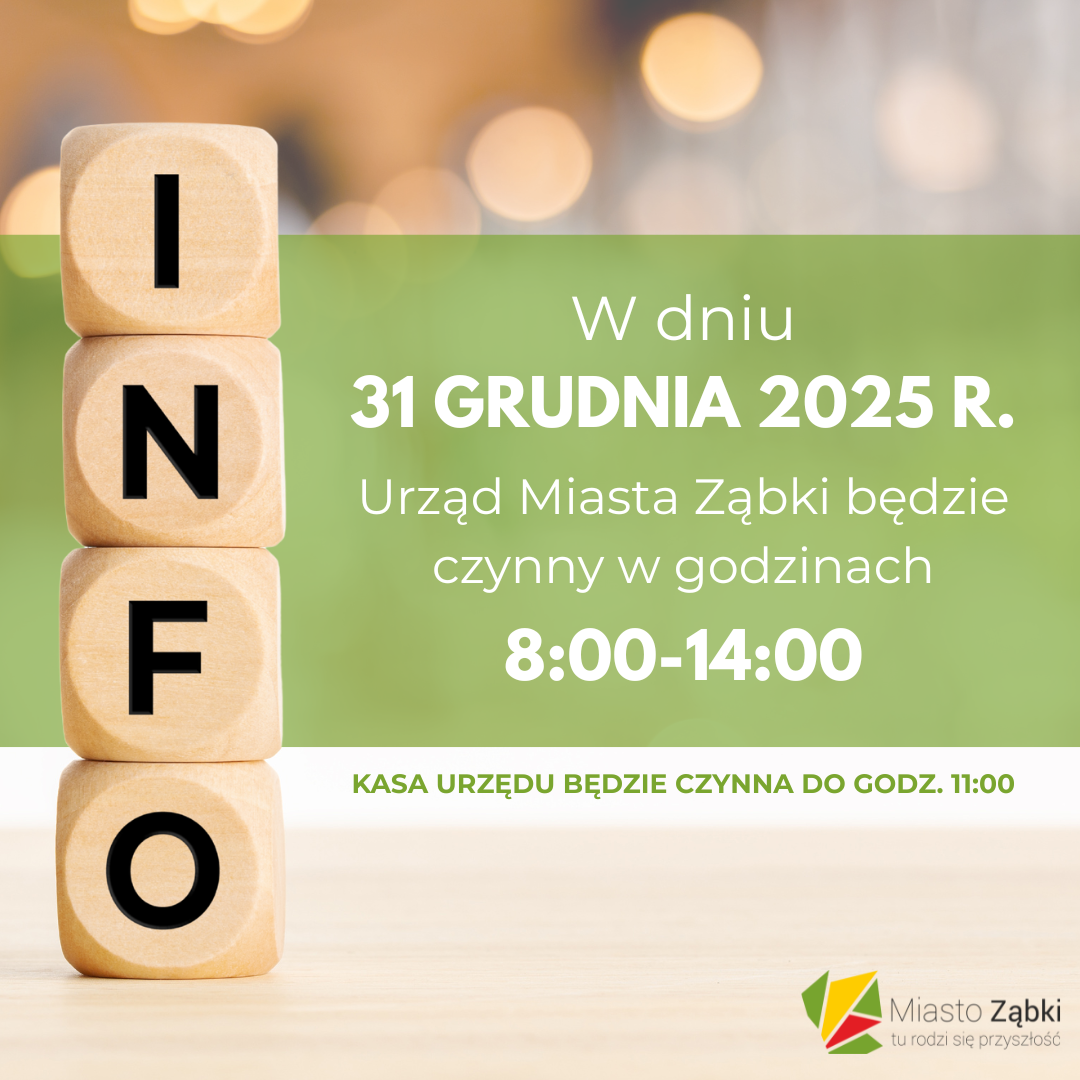 zdjecie na stronie o tytule: W dniu 31 grudnia 2025 (środa) Urząd Miasta będzie czynny w godzinach 8:00-14:00