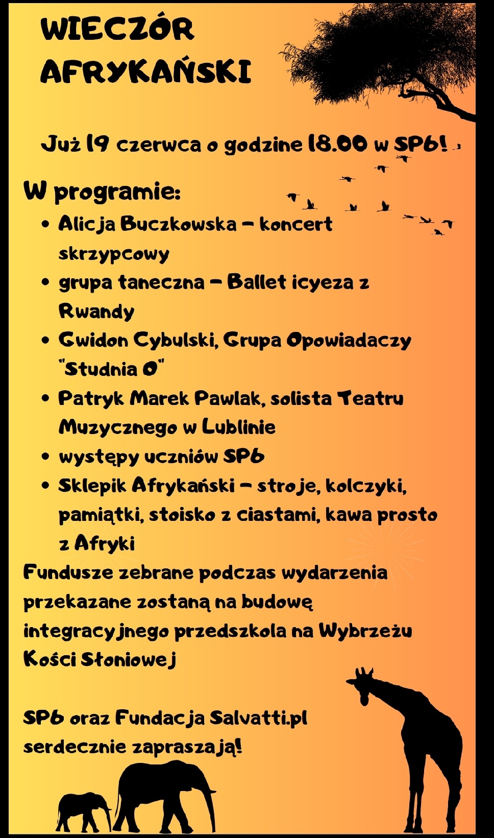 zdjecie na stronie o tytule: Charytatywny Wieczór Afrykanski w SP nr 6 już w poniedziałek!