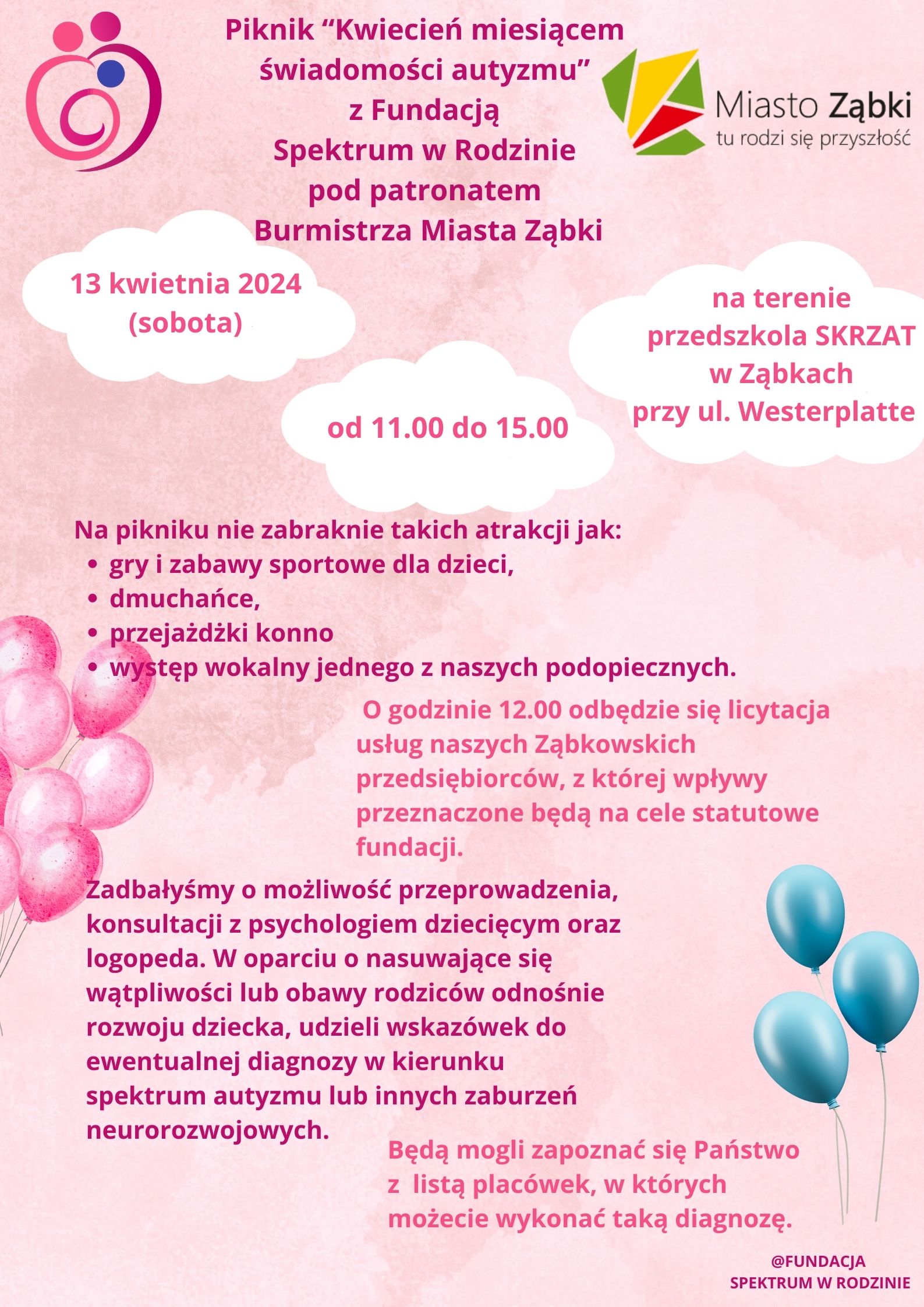 zdjecie na stronie o tytule: Piknik Fundacji Spektrum w Rodzinie w Przedszkolu Skrzat w Ząbkach