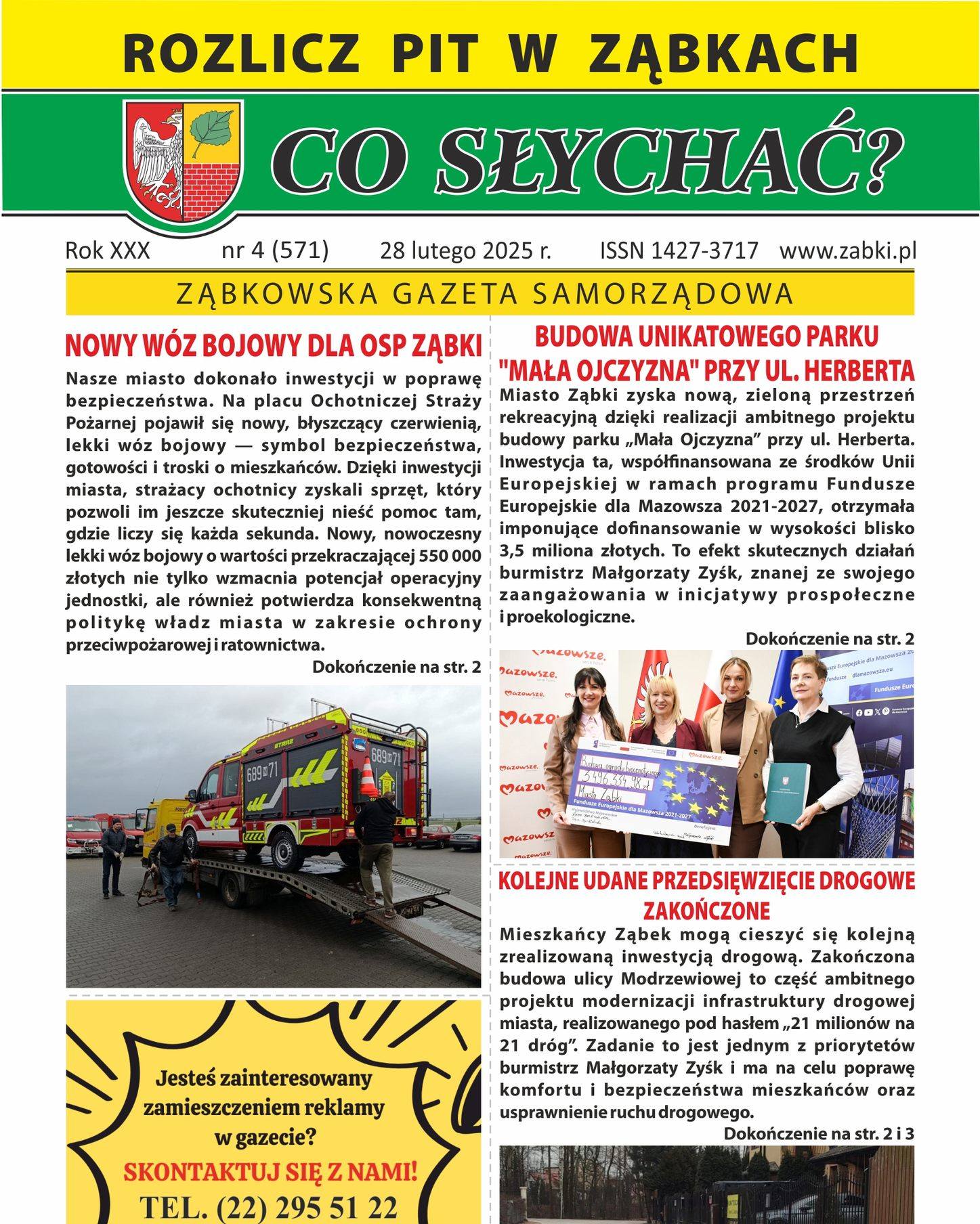 zdjecie na stronie o tytule: Już jest najnowszy numer Ząbkowskiej Gazety Samorządowej &quot;Co Słychać?&quot;