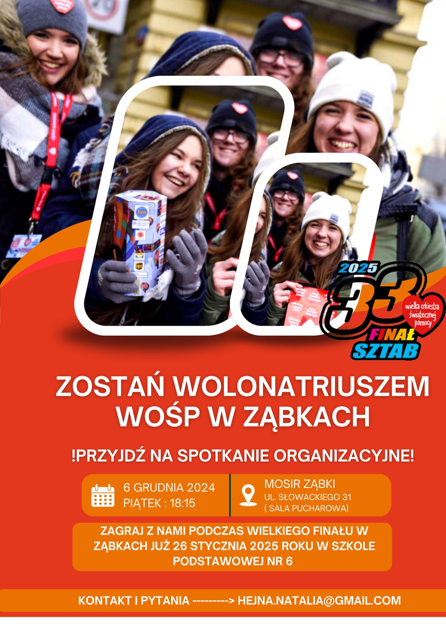 zdjecie na stronie o tytule: Spotkanie organizacyjne dla wolontariuszy WOŚP, 6 grudnia o 18:15 w ZĄBKACH