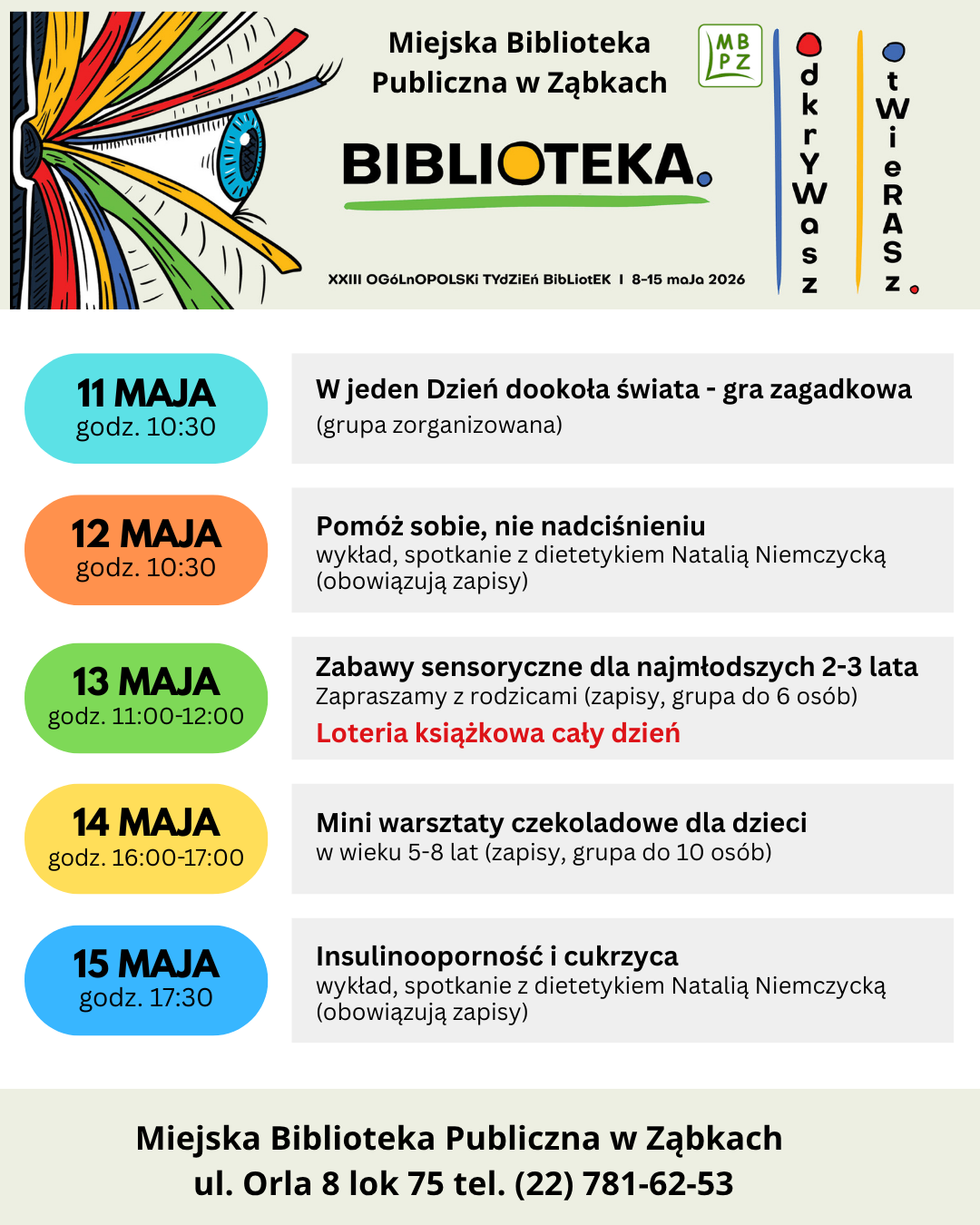 zdjecie na stronie o tytule: XXIII Ogólnopolski Tydzień Biblioteki - sprawdź co dzieje się w Ząbkach