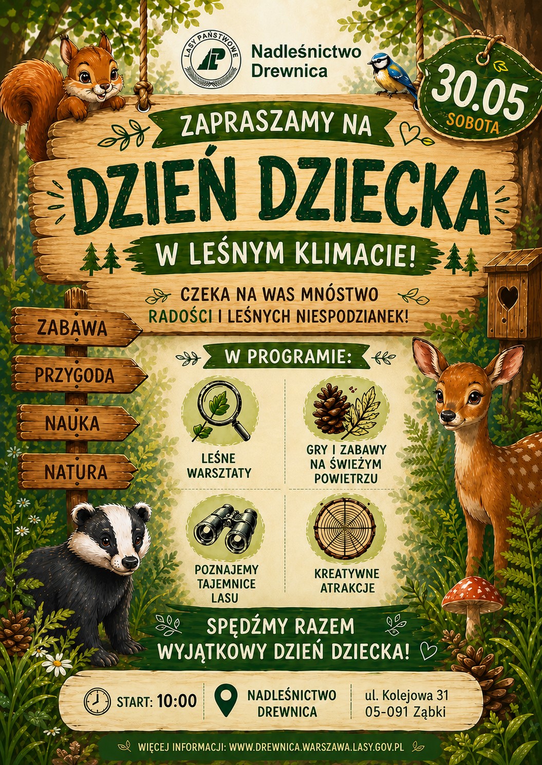 zdjecie na stronie o tytule: Dzień Dziecka w Nadleśnictwie Drewnica - prawdziwa leśna przygoda na łonie natury!