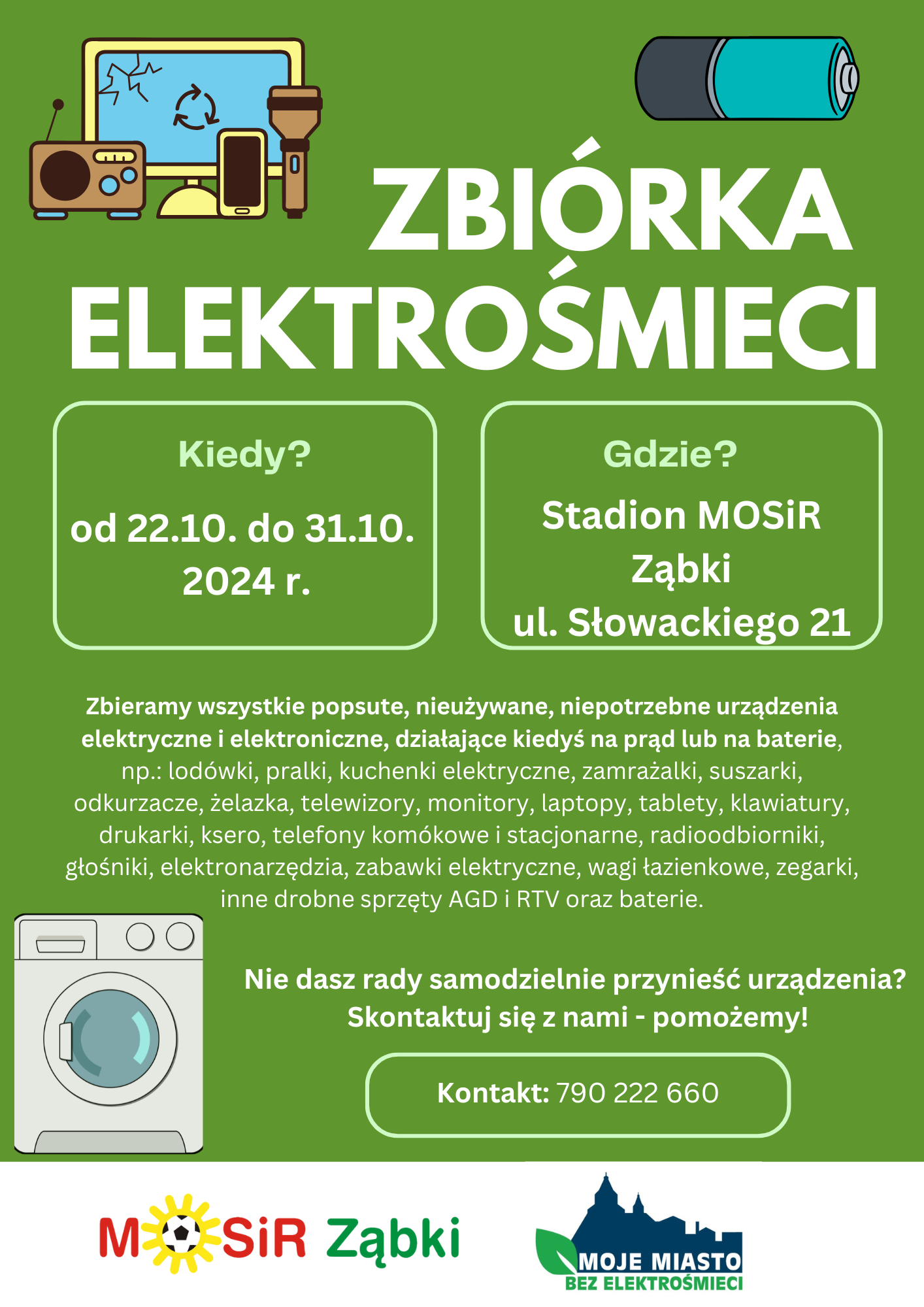 zdjecie na stronie o tytule: Zbiórka elektrośmieci w MOSiR Ząbki