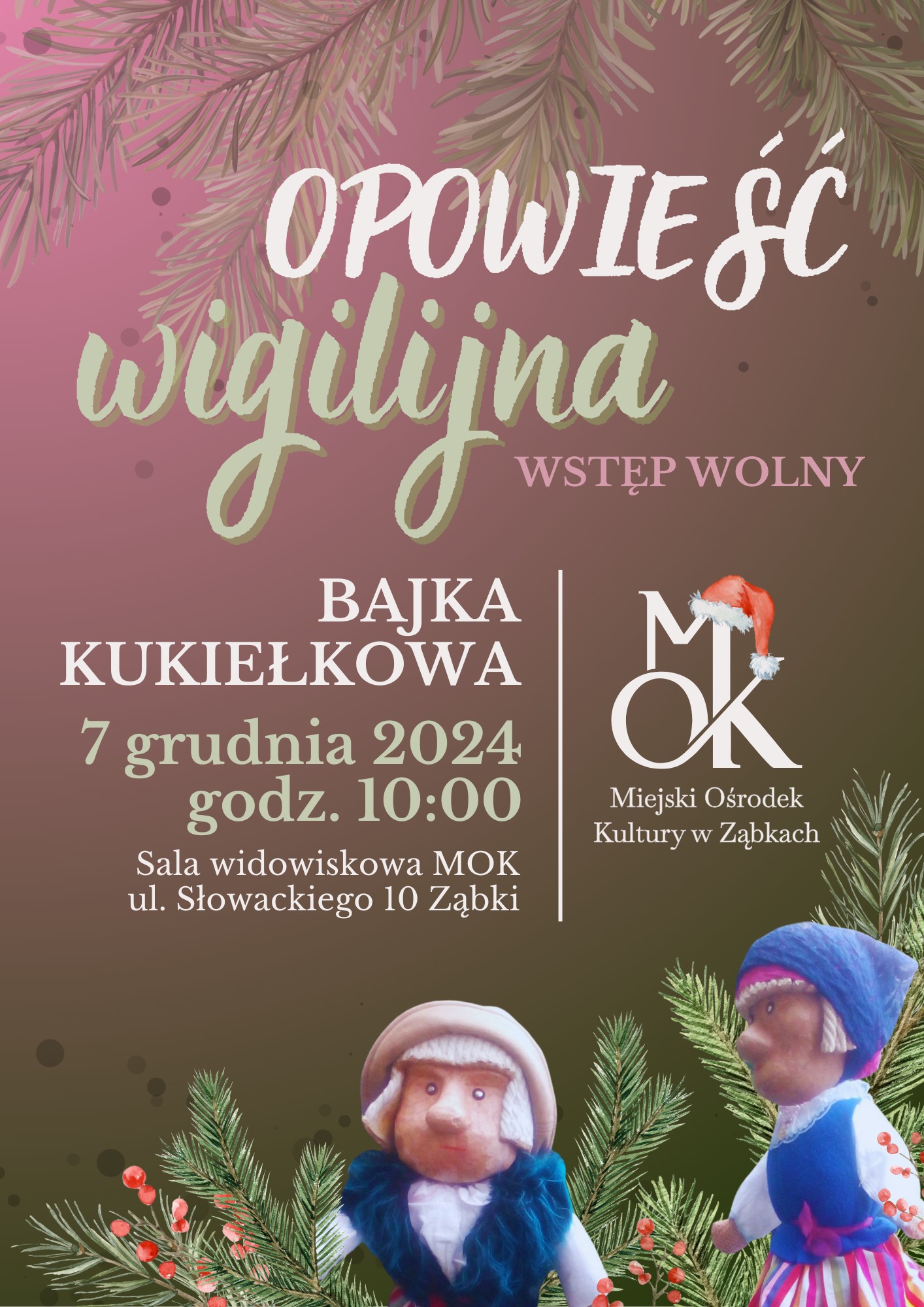 zdjecie na stronie o tytule: Bajka kukiełkowa &quot;Opowieść wigilijna&quot; w MOK Ząbki