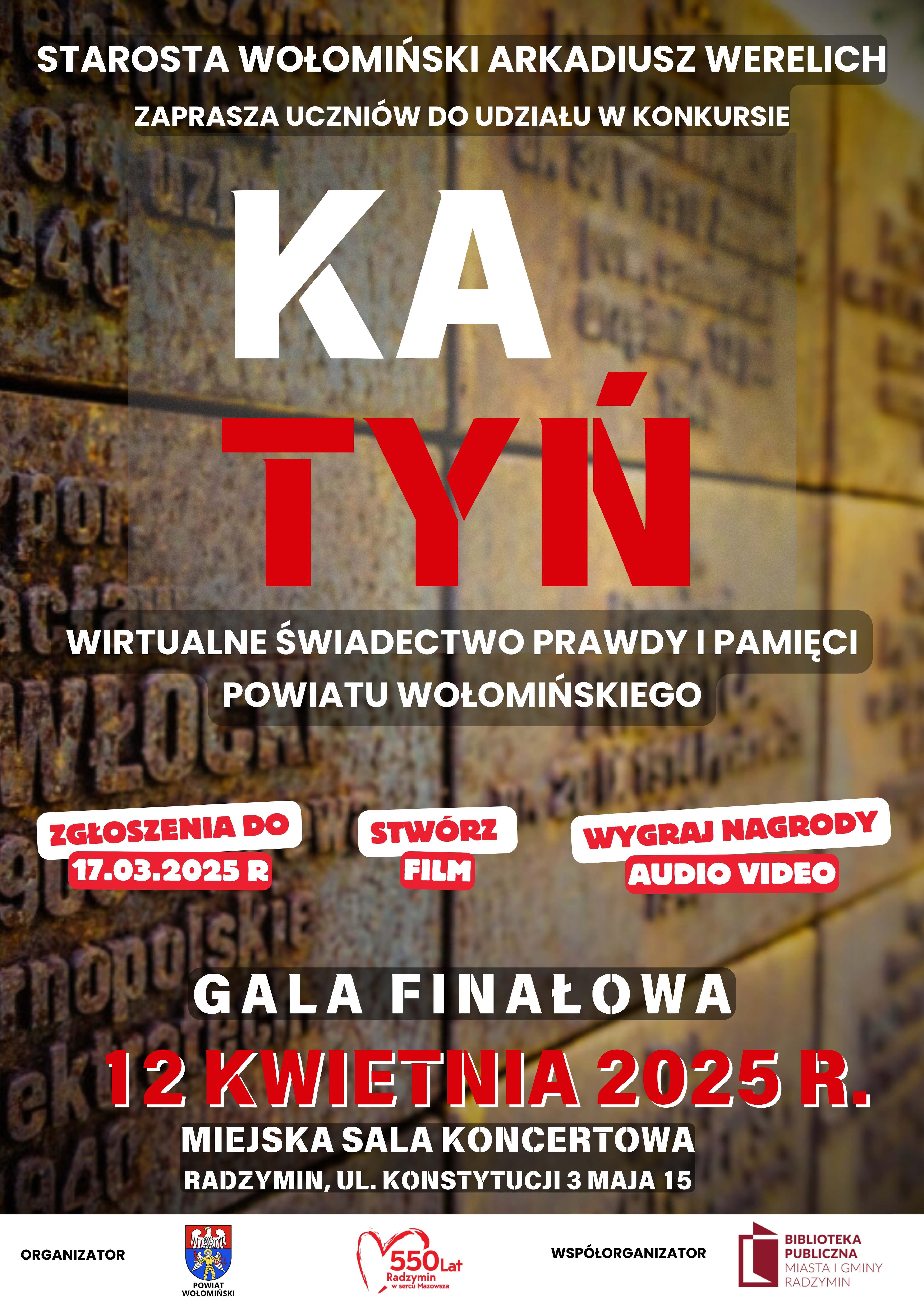 zdjecie na stronie o tytule: Konkurs „Katyń: Wirtualne świadectwo prawdy i pamięci Powiatu Wołomińskiego”