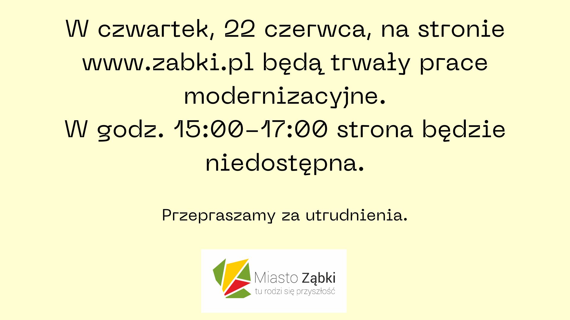 zdjecie na stronie o tytule: WAŻNE: Przerwa w działaniu strony internetowej www.zabki.pl