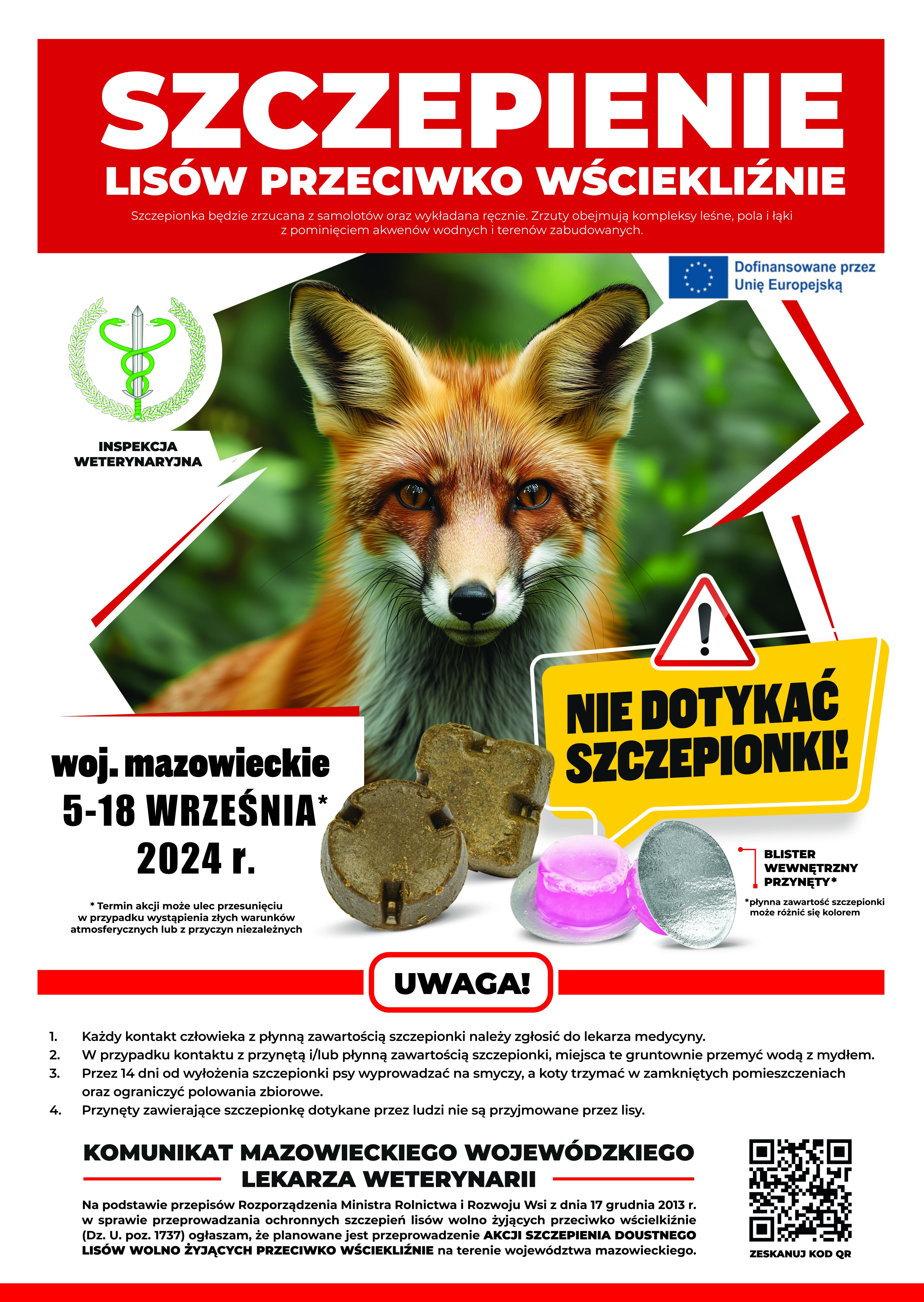 zdjecie na stronie o tytule: Akcja szczepienia lisów przeciwko wściekliźnie od 5 do 18 września 2024r.