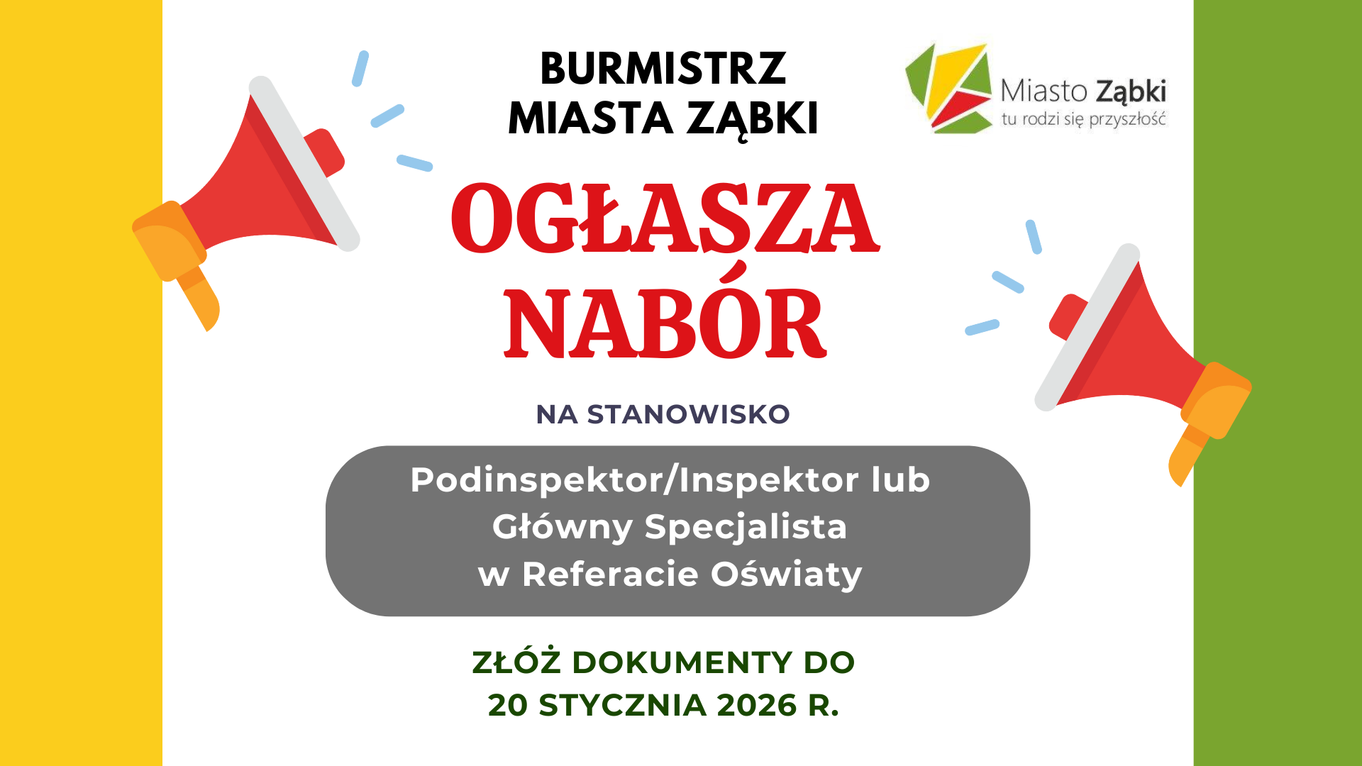 zdjecie na stronie o tytule: Referat Oświaty Urzędu Miasta Ząbki szuka pracownika