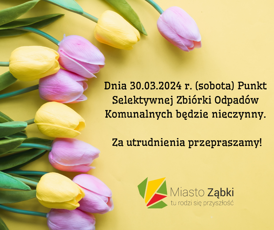 zdjecie na stronie o tytule: PSZOK nieczynny w sobotę 30 marca 2024 r.