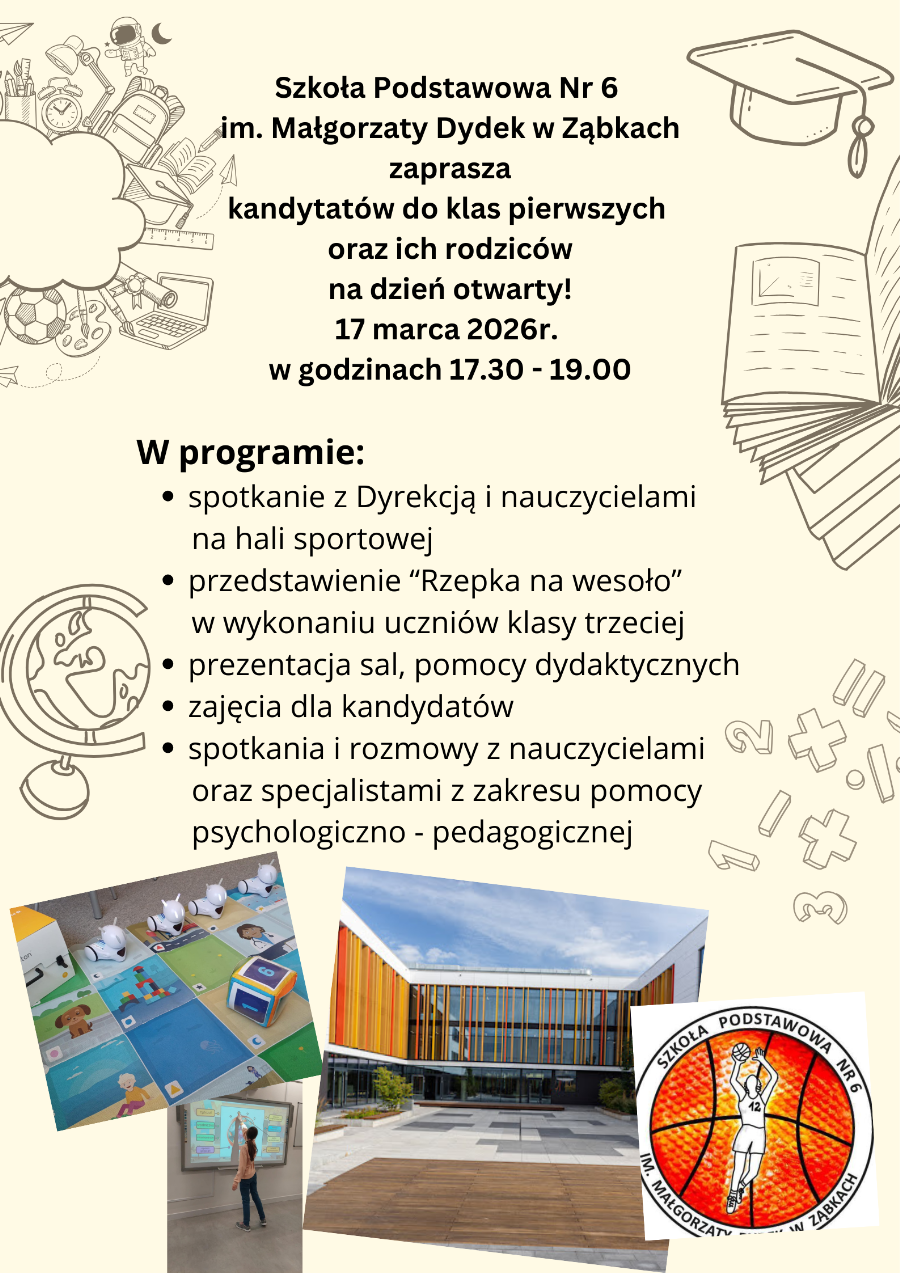 zdjecie na stronie o tytule: Przypominamy – już jutro Dzień Otwarty w SP 6!