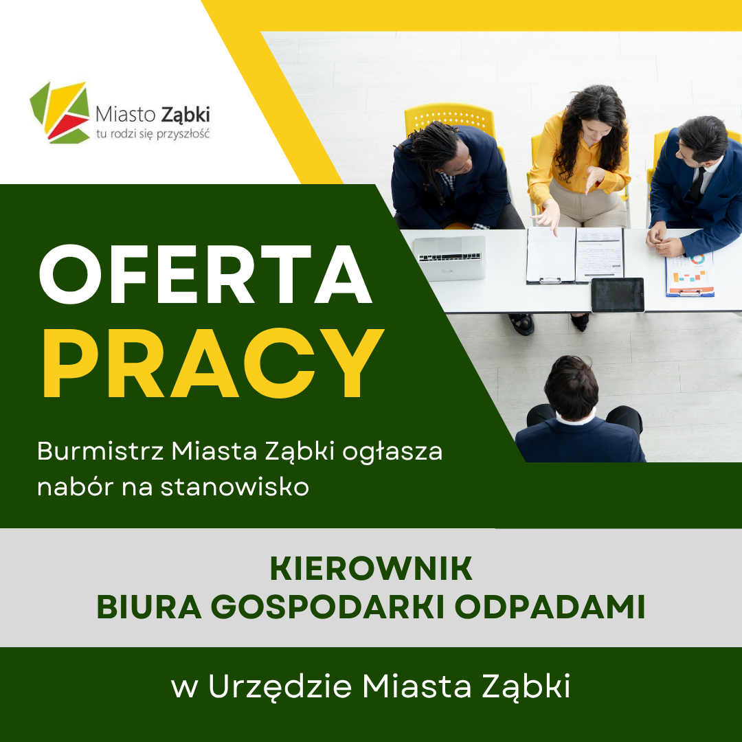 zdjecie na stronie o tytule: Zatrudnimy Kierownika/ Kierowniczkę Biura Gospodarki Odpadami w UM Ząbki