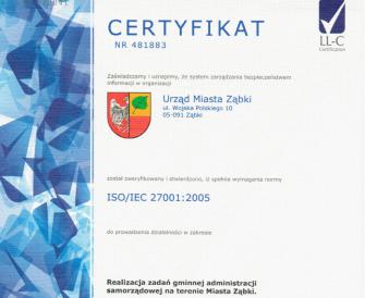 obraz-1 na stronie o tytule: Urząd Miasta w Ząbkach otrzymał certyfikat jakości ISO