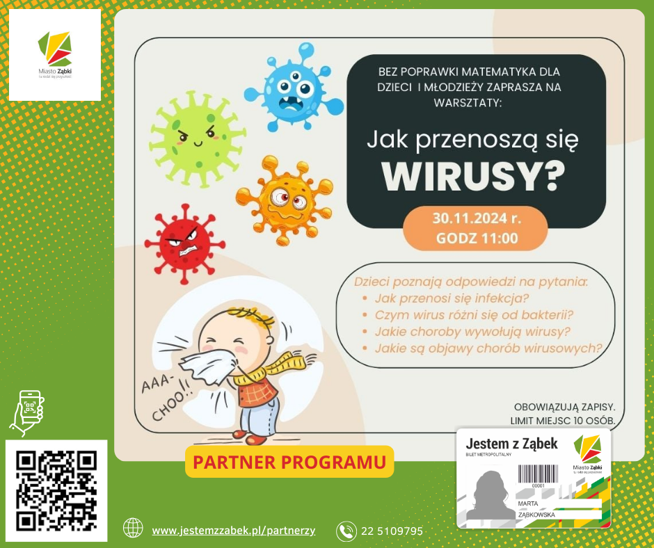 zdjecie na stronie o tytule: Warsztaty pt. &quot;Jak przenoszą się wirusy?&quot; - zaprasza Bez poprawki matematyka dla dzieci i młodzieży