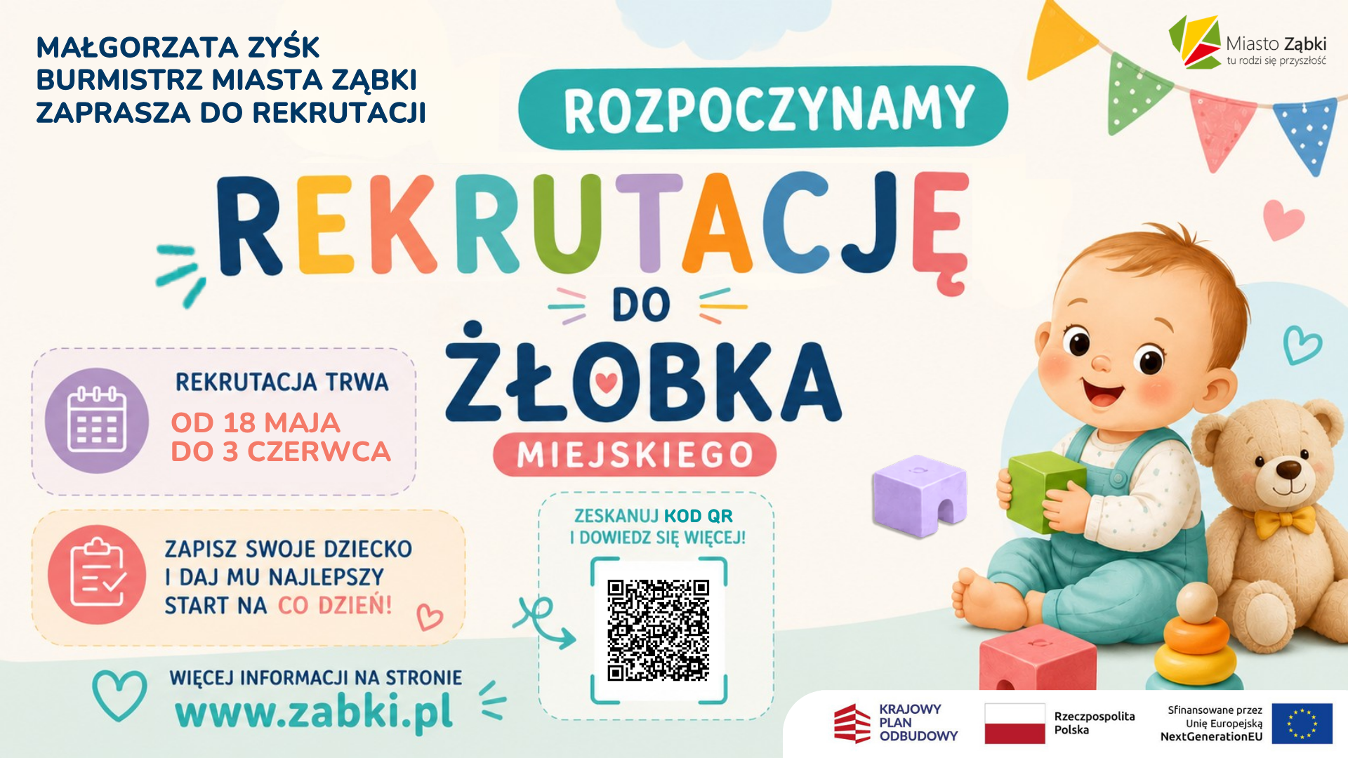 zdjecie na stronie o tytule: Trwa rekrutacja do miejskiego żłobka