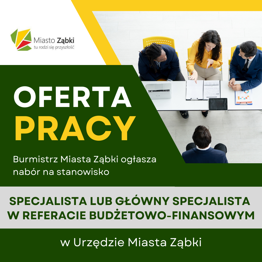 zdjecie na stronie o tytule: Burmistrza Miasta Ząbki ogłasza nabór na stanowisko w Referacie Budżetowo-Finansowym