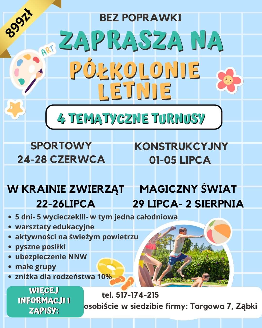zdjecie na stronie o tytule: Już jest oferta wypoczynku letniego dla dzieci w wieku 5-12lat  organizowanego przez BEZ Poprawki Matematyka dla dzieci i młodzieży Partnera Programu Karta Mieszkańca &quot;Jestem z Ząbek&quot;.