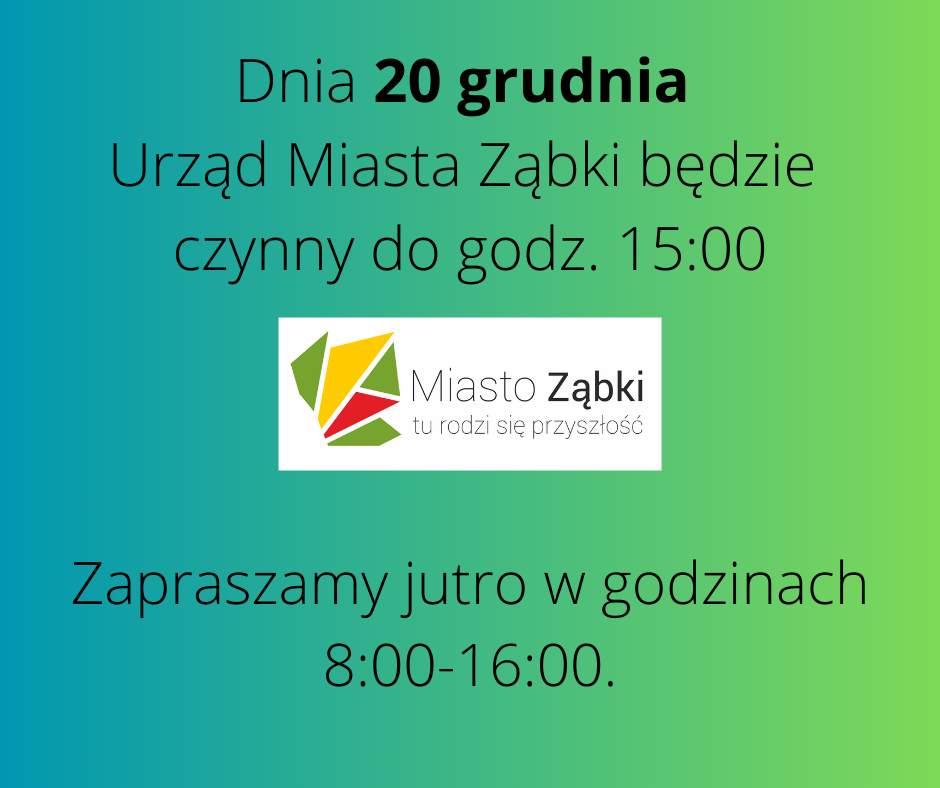 zdjecie na stronie o tytule: Dzisiaj Urząd Miasta czynny będzie do godz.15:00.