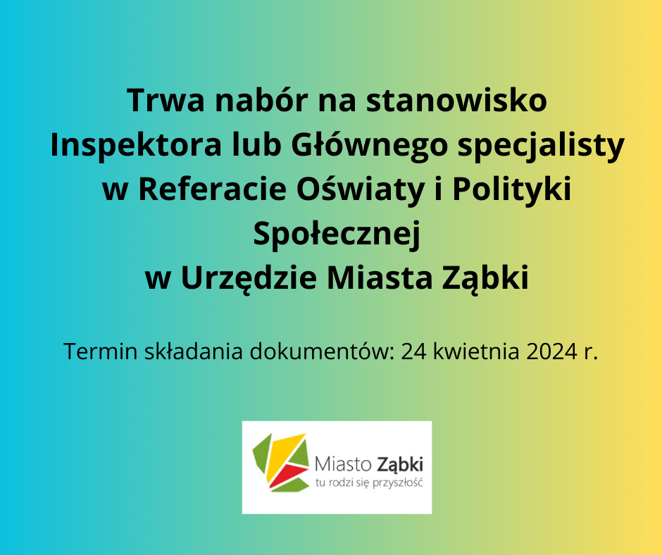 zdjecie na stronie o tytule: Praca dla Inspektora lub Głównego Specjalisty w Referacie Oświaty i Polityki Społecznej