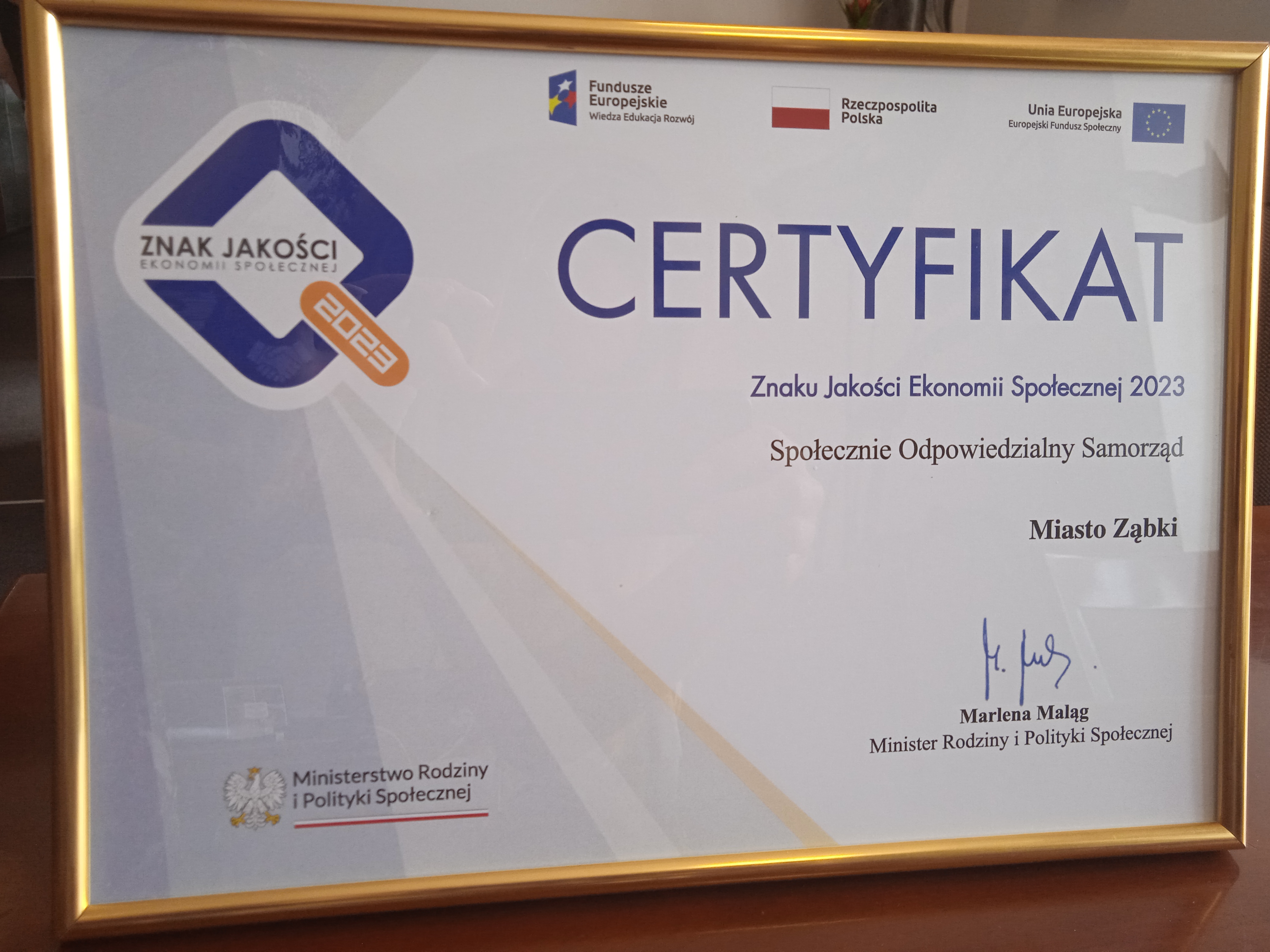zdjecie na stronie o tytule: Miasto Ząbki z certyfikatem Społecznie Odpowiedzialny Samorząd