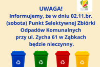 Fotografia dotycząca 2 listopada PSZOK będzie nieczynny