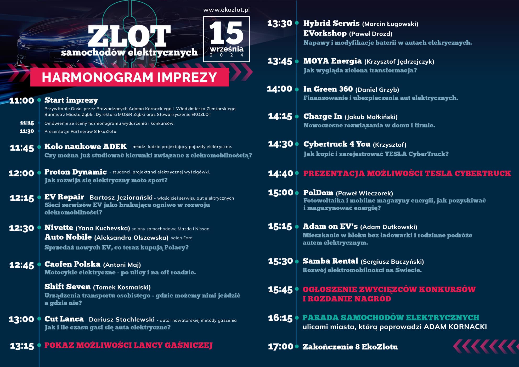 godzinowy rozkład atracji Ekozlot 2024. Początek godz. 11:00