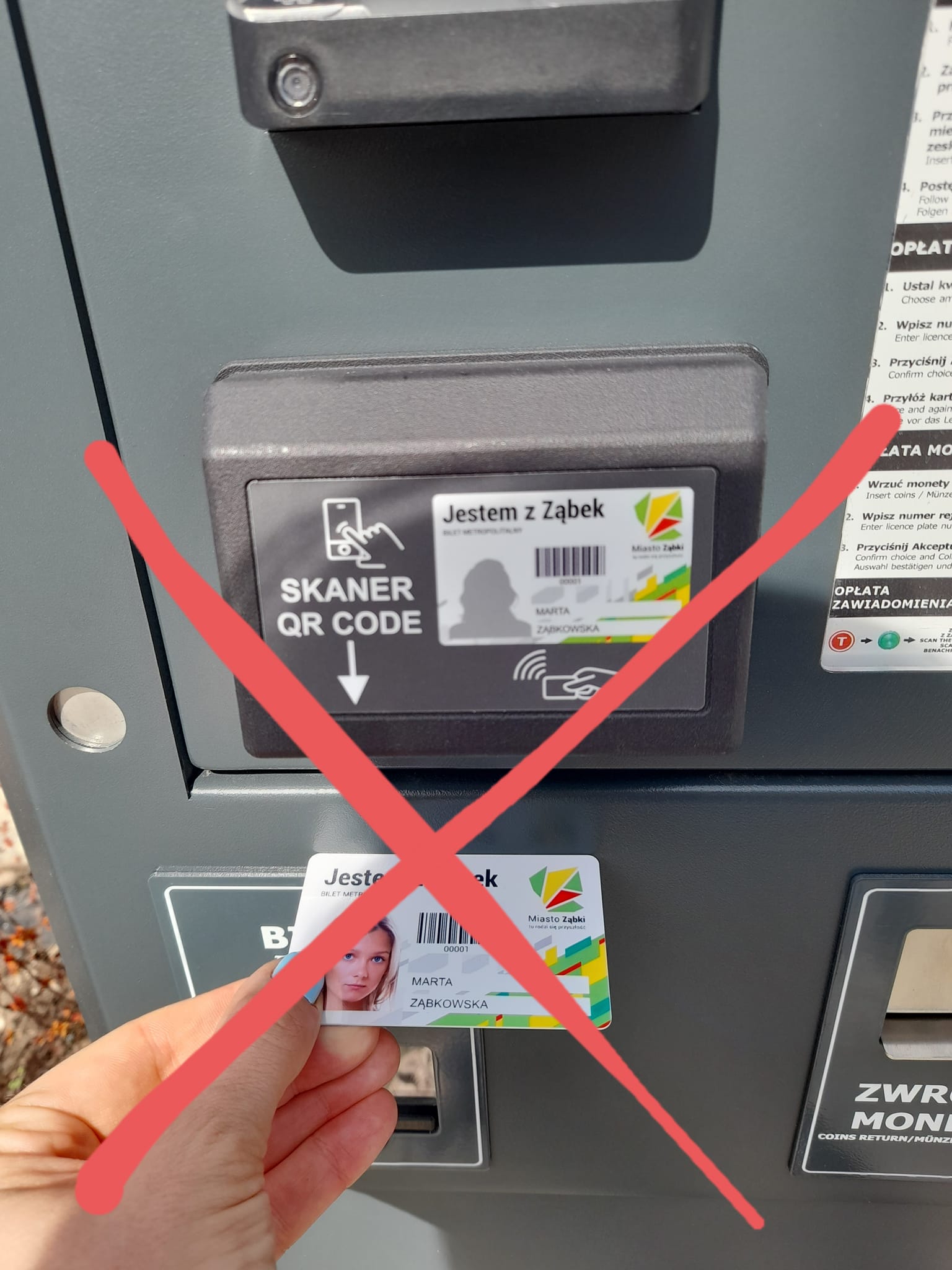 Niepoprawna próba odczytania fizycznej karty mieszkańca 