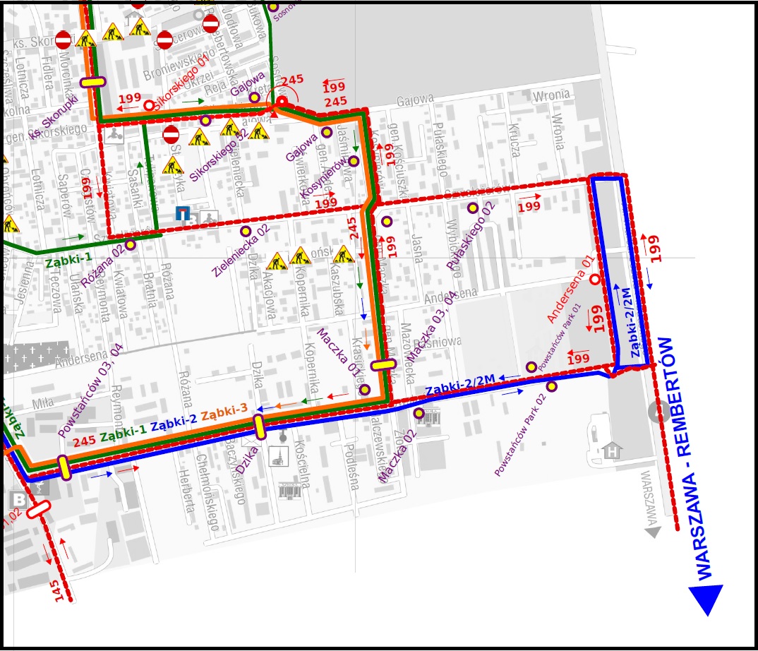 Schemat linii autobusowych od 09.10